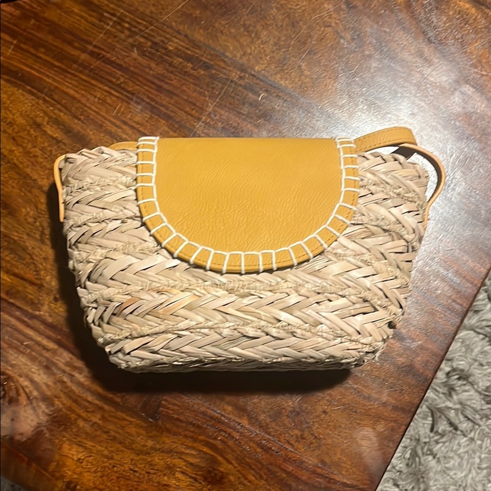 Tan and Yellow Woven Women's Bag